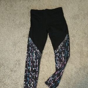 Fabletics Black and Multicolor Patterned Leggings